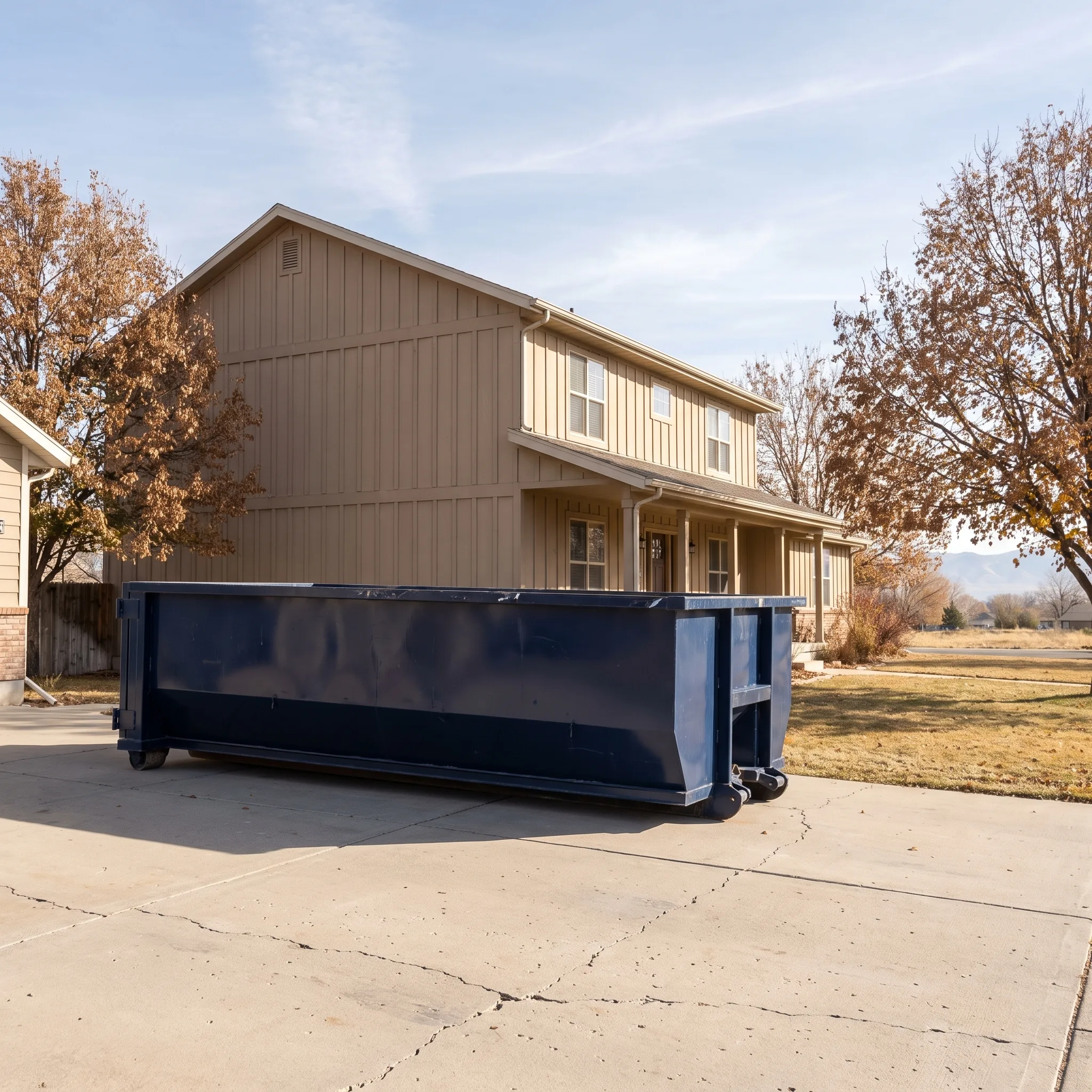 Roll-off dumpster on a Utah job site